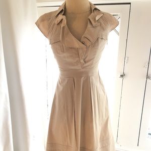 Ruffled Collar Tan Dress Black house white market